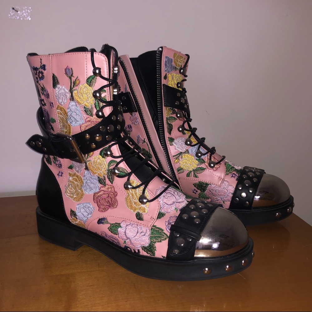 Dolls Kill Current Mood Rosie Floral Combat Boots